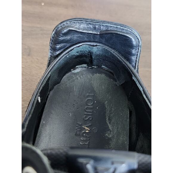 Louis Vuitton Graphite Black Damier Low Top Sneaker Leather Shoes Mens Size 6 - Picture 13 of 14